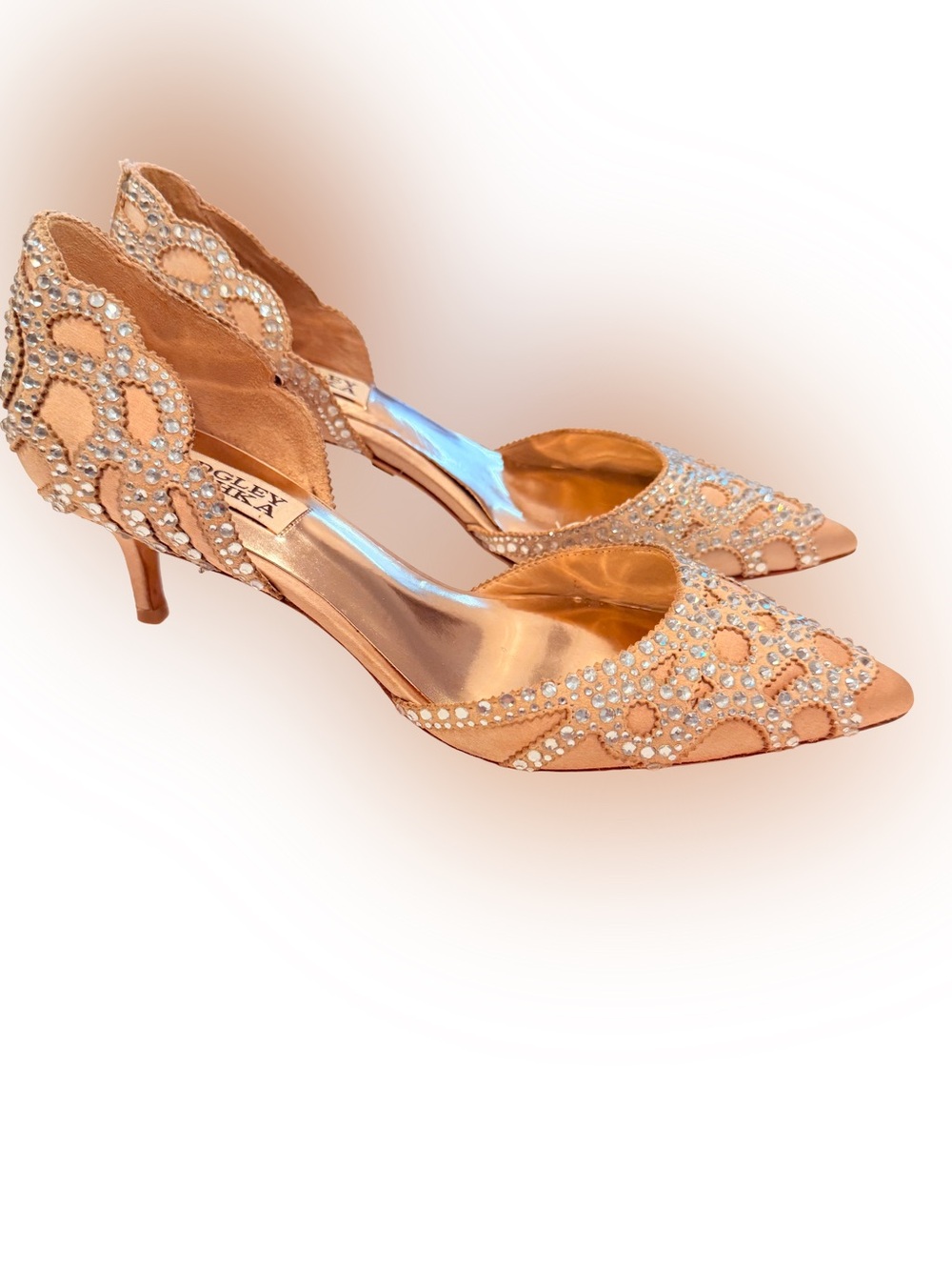 Badgley Mischka Ginny D’Orsays Size 6 Kitten Heels Pumps Crystal Embellished